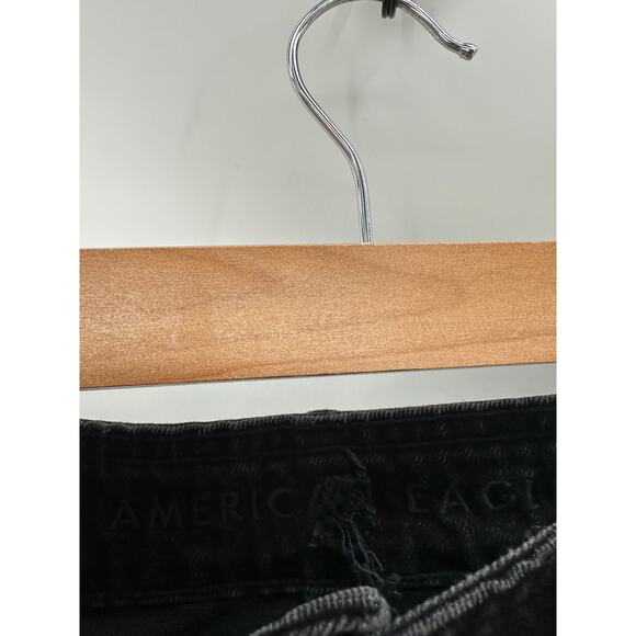 American Eagle Womens Mini Denim Skirt Size 00 Black Button Festival Concert - Picture 4 of 7